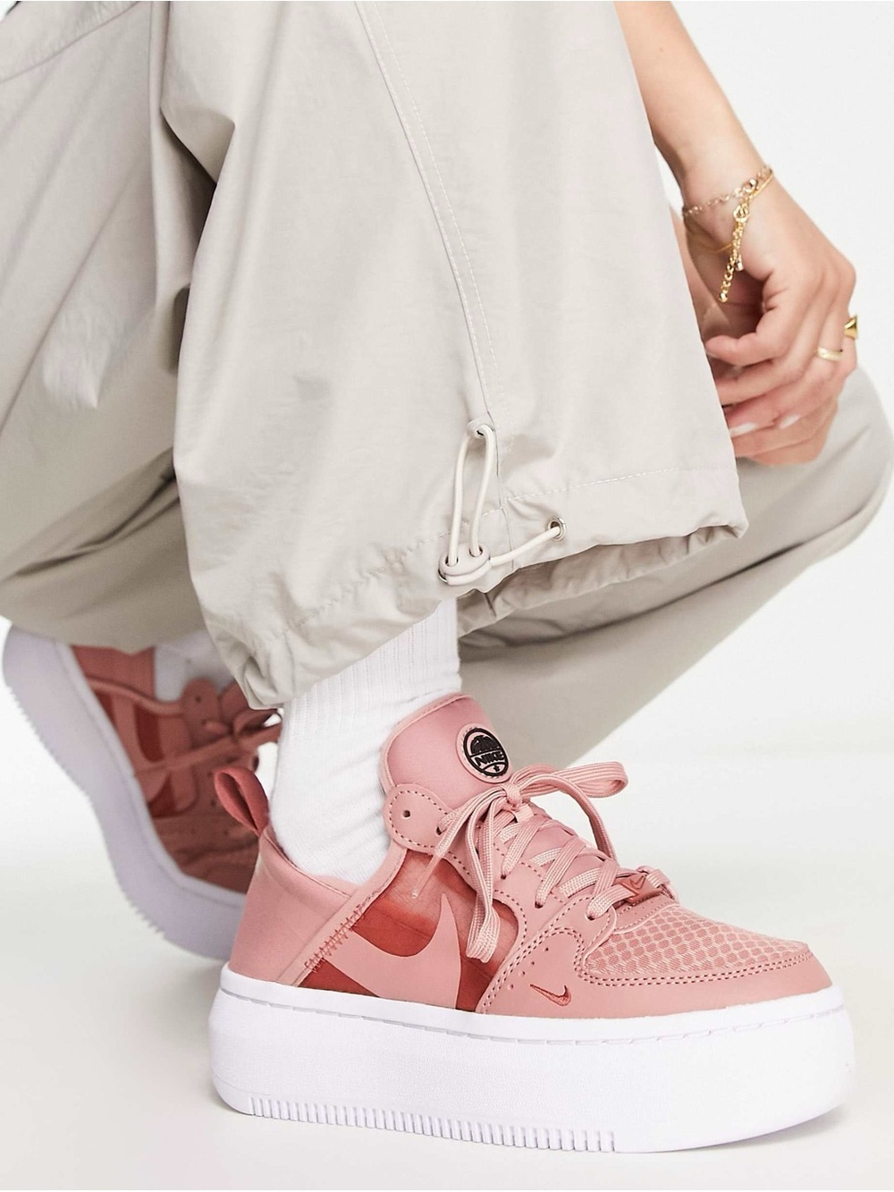 Nike Court Vision Alta platform sneakers in rust pink